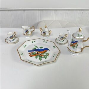 Miniature White and Gold Serveware Set with Elegant Design tea set